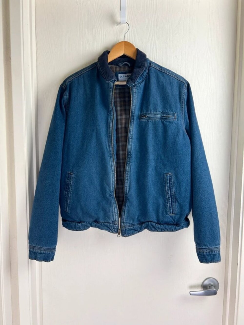 Indigo Denim Jacket with Corduroy Collar & Flannel Lining Men’s M